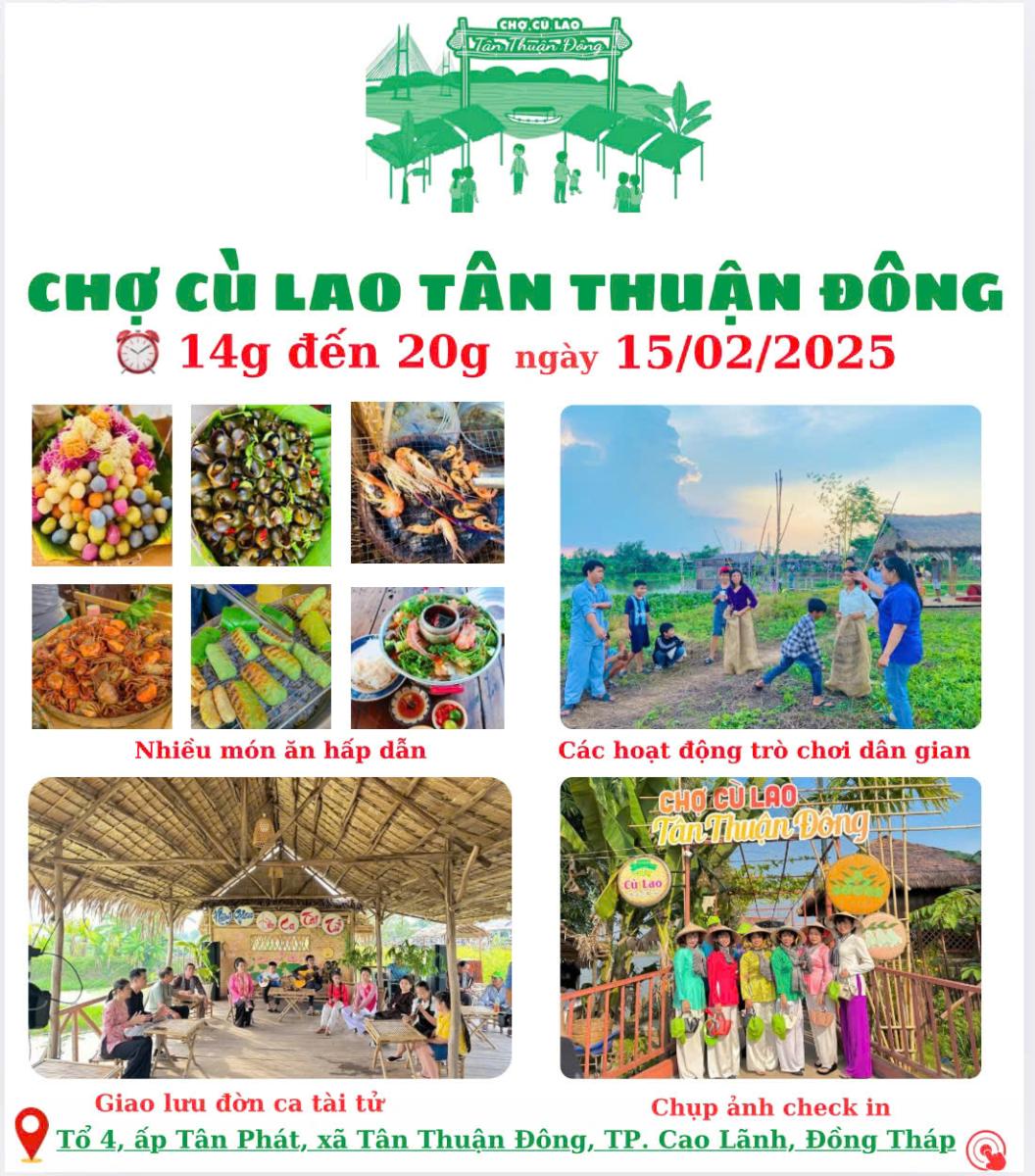 CHỢ CÙ LAO TÂN THUẬN ĐÔNG NGÀY 15/2/2025
