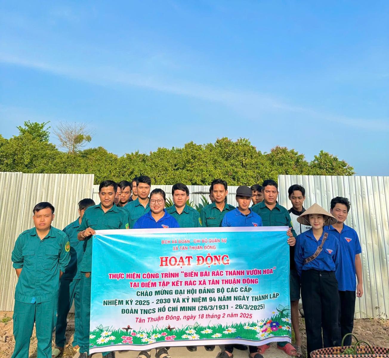 CHI BỘ QUÂN SỰ XÃ PHỐI HỢP BAN CHẤP HÀNH ĐOÀN TNCS HỒ CHÍ MINH XÃ TÂN THUẬN ĐÔNG THỰC HIỆN CÔNG TRÌNH CHÀO MỪNG ĐẠI HỘI ĐẢNG CÁC CẤP, NHIỆM KỲ 2025 – 2030 VÀ KỶ NIỆM 94 NĂM NGÀY THÀNH LẬP ĐOÀN TNCS HỒ CHÍ MINH (26/3/1931 – 26/3/2025